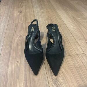 Zara Black Slingback Heels